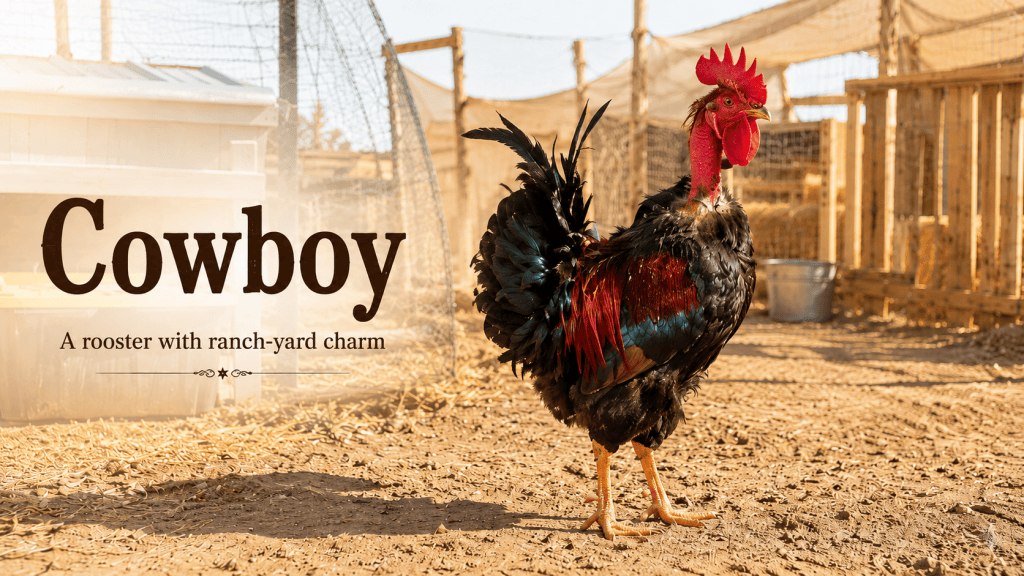 Naked Neck Rooster. His name is Cowboy.